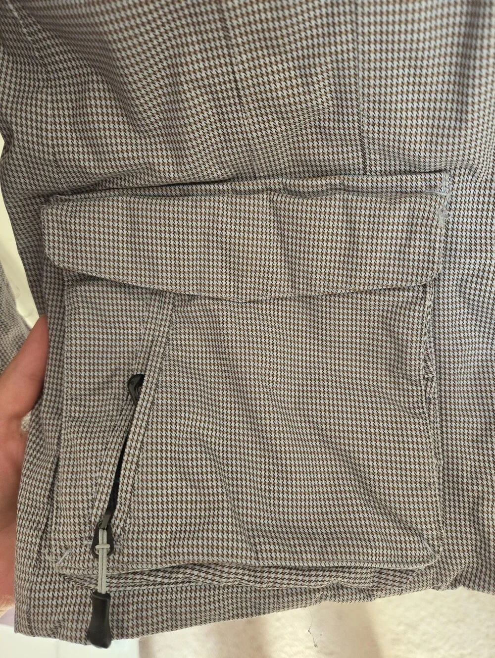 Light Grey Checkered Hooded Winter Parka